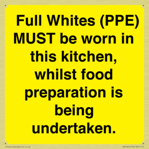  Full Whites (PPE) MUST be worn in this kitchen, whilst food preparation is being undertaken.
